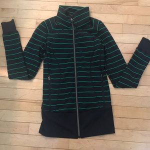 Lululemon green and blue striped track jacket